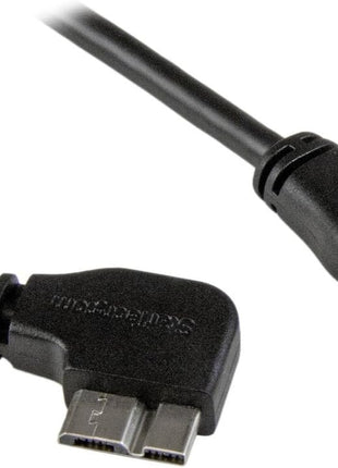 StarTech.com 0.5m 20in Slim Micro USB 3.0 Cable M/M - Right-Angle Micro-USB - USB 3.0 A to Micro B - Angled Micro USB 3.1 Gen 1 5Gbps (USB3AU50CMRS) , Black