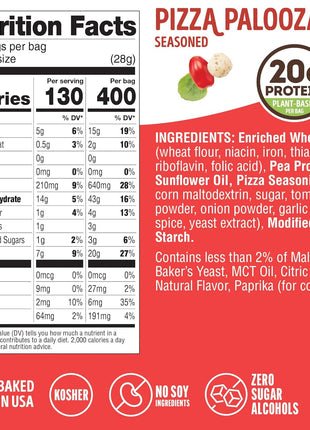 Lenny & Larry's FITZELS Protein Pretzels (Pizza Palooza) 8 Individual Bags 3 oz Each – High Protein Snacks with 20g of Plant Based Protein – Healthy Vegan Pretzels – Delicious Salty Taste