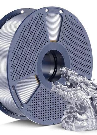 SUNLU Silk PLA Filament 1.75mm 2025 Upgrade Spool Compatible with Bambulab Refill Filament, 1kg(2.2lbs) PLA 3D Printer Filament, 1.75mm Dimensional Accuracy  0.02mm, Silver