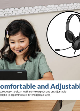 Cyber Acoustics USB-A Stereo Headset (AC-4006) - Durable, Crisp, and Clear Communication in K-12 Classrooms or Home, Made with 60 Percent Recycled Plastic