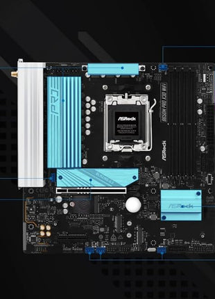 ASRock B650M Pro X3D WiFi AMD AM5 Micro-ATX Motherboard, Supports AMD Ryzen 9000/8000/7000 Series Processors, DDR5 8000+ (OC), PCIe 5.0, 2.5G LAN, WiFi 6E, 8+2+1 Power Phase