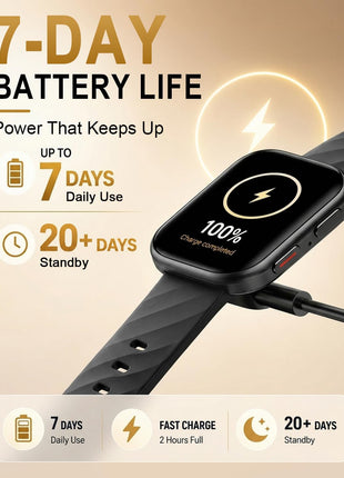 MorePro Health Fitness Tracker (Make/Answer Call), 24/7 Heart Monitor with Blood Pressure, Blood Oxygen, Sleep Tracking, 120+ Sports Modes Smart Watch with 7-Day Battery, Compatible with iOS Android