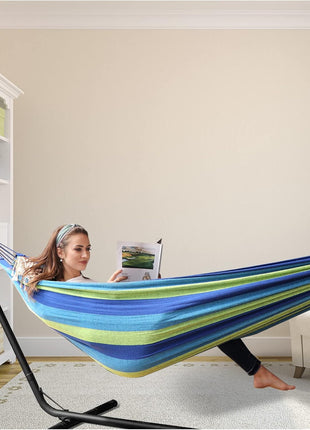 ANYOO Cotton Hammock Portable Camping Hammocks for Hanging Sturdy Garden Comfortable Fabric Hammock with Tree Straps Up to 660lbs with Travel Bag for Camping Outdoor/Indoor Patio Backyard