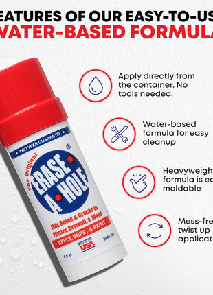 Wall Repair Stick – Quick-Dry Nail & Screw Hole Filler for Drywall, Wood & Plaster – No Sand Spackle Alternative, Paintable Putty, 4.5 oz