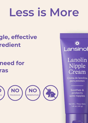 Lansinoh Lanolin Nipple Cream Safe for Breastfeeding Baby, 100% Natural Nipple Butter, Breastfeeding Essentials for Postpartum Moms, 1.41 Ounces