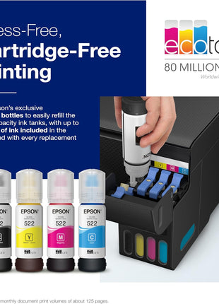 Epson EcoTank ET-2400 Wireless Color All-in-One Supertank Printer | Cartridge-free print, scan, copy; up to 10 ppm, borderless photo printing; ideal for home and everyday use