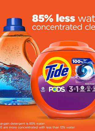 Tide PODS laundry detergent pacs, 3-in-1 Stain Remover, Odor Fighter, Color Protector, 112 Count, HE compatible, Spring Meadow Scent