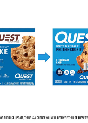 Quest Nutrition Chocolate Chip Protein Cookie, 15g Protein, 1g Sugar, 2g Net Carbs, Keto Friendly, High Protein, Low Carb; 12 Count