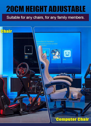 GTPLAYER Sim Racing Wheel Stand Simulator Cockpit Wheel Stand Racing Steering Shifter Mount fit for Logitech G25 G27 G29 G920 G923 Thrustmaster T330TS Gaming Stand Wheel Pedals NOT Included, Black