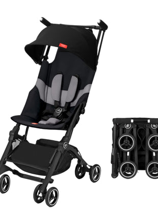 gb Pockit+ All-Terrain, Ultra Compact Lightweight Travel Stroller with Canopy and Reclining Seat in Velvet Black