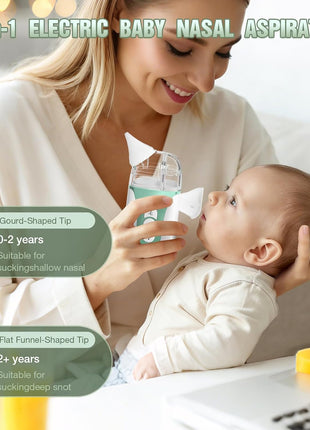 Nasal Aspirator for Baby, 2-in-1 Electric Nose Sucker for Toddlers with Spray, Up to 70kPa with 5 Levels, Auto Leak Control, 3 BPA-Free Silicone Tips, Quiet & Portable Nose Cleaner, Rich Package