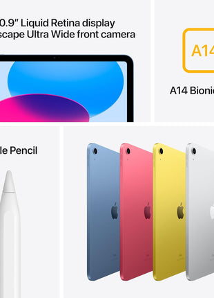Apple iPad (10th Generation): with A14 Bionic chip, 10.9-inch Liquid Retina Display, 256GB, Wi-Fi 6, 12MP front/12MP Back Camera, Touch ID, All-Day Battery Life – Pink
