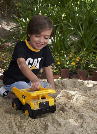 CAT Construction Toys, Construction Fleet 10" Dump Truck Toy - Heavy‐Duty Plastic, Working Tilting Bed & Free‐Rolling Wheels, Indoor/Outdoor Sandbox Truck for Toddlers & Kids Ages 2-6