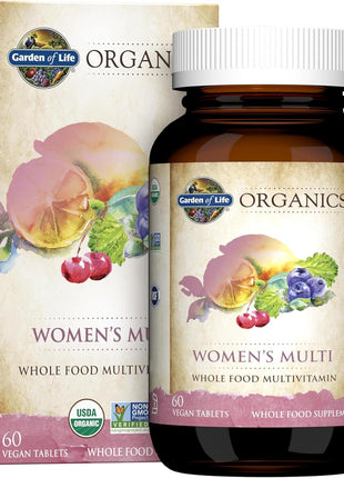 Garden of Life Organics Women's Multivitamin, USDA Organic, 60 Tablets | Vitamin C, D3, Folate, B12, Biotin & Iron, Energy, Heart Health & Radiant Skin, Non-GMO, Vegan