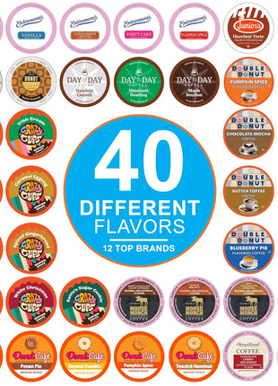 Crazy Cups Flavored Coffee Pods Variety Pack for Keurig K Cups Brewers, Assorted Flavored Coffee Sampler, 40 Count