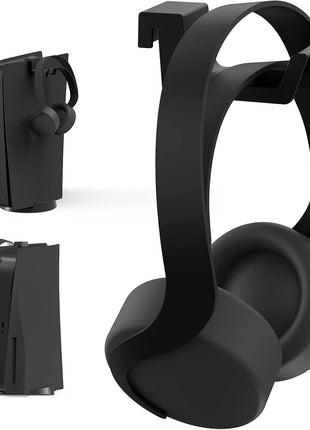 NexiGo PS5 Headphone Holder, [Minimalist Design] Mini Headphone Hanger with Supporting Bar, for Sony PlayStation 5 Gaming Headset, Black