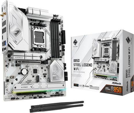 ASRock B850 Steel Legend WiFi AMD AM5 ATX Motherboard, Supports AMD Ryzen 9000/8000/7000 Series Processors, DDR5 8000+ (OC), PCIe 5.0, 2.5G LAN, WiFi 7, 14+2+1 Power Phase