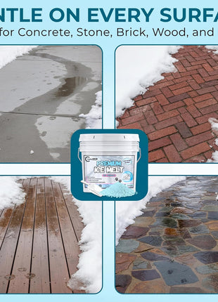 Pet-Friendly Ice Melt - Fast Acting Magnesium Chloride Formula, Safer for Pets & Surfaces, 15lb Bucket