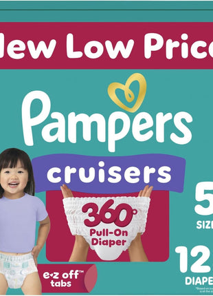 Pampers Diapers - Cruisers 360 - Size 5, 128 Count, Babyproof up to 100% Leakproof Pull-On Diaper