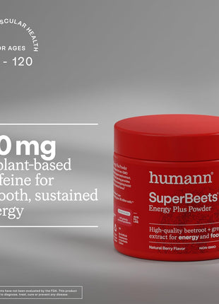 HumanN SuperBeets Energy Plus with Grape Seed Extract - Beet Root Powder, Green Tea Extract, Caffeine, Vitamin C, Non-GMO, 5.87oz (Pack of 3)