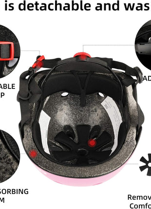 Kids Bike Helmet,Toddler Skateboard Helmets for Ages 2-3-5-8-14 Years Boys Girls,Adjustable Multi-Sport Bicycle Skateboarding Football Roller Skating Scooter Rollerblade Balance Bike Helmet