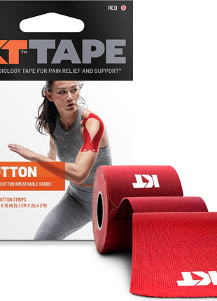 KT Tape, Original Cotton, Elastic Kinesiology Tape, Everyday Muscle and Joint Support, Daily Pain Relief, 20 Count, 10" Precut Strips, Black