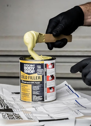 Evercoat Body Shop 105005 Pro-Grade Gold Filler Sands up to 50% Faster, Multipurpose for Dents in Aluminum, Fiberglass & More, Easy Mix Hardener Included 13 Fl Oz.