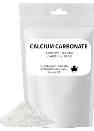 Calcium Carbonate Powder Food Grade - 8 Oz (226.8 g) - Use in Winemaking Brewing Baking Cooking Juices Jams Preserves - Sold by CAPYBARA Distributors Inc.