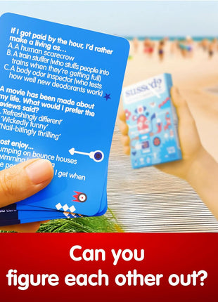 SUSSED The Wacky 'What Would You Do?' Social Card Game - Easy Fun for Teens, Boys, Girls, Tweens - Travel Size Game for Road Trips - Kids Ages 10+ & Adults - Cool Blue Deck