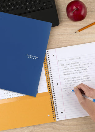 Five Star Spiral Notebook  Study App, 6 Pack, 1 Subject, College Ruled Paper, 8-1/2 inch x 11 inch, 100 Sheets, Fights Ink Bleed, Water Resistant Cover, Assorted Colors (38052)