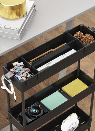 SPACELEAD Slim Storage Cart 4 Tier,Bathroom Organizer Rolling Utility,Mobile Shelving Unit Slide Out for Office, Kitchen, Laundry Room & Narrow Places,Black