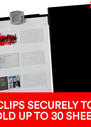 3M Monitor Mount Document Clip Copy Clip, Mounts Right or Left with CommandTM Adhesive, Use on Monitors and Laptops for Easy Viewing and Reduced Clutter, Holds up to 30 Sheets, Black (DH240MB)
