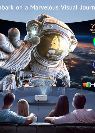 Outdoor-Projector [Official-Apps & 3000 Brightness & 50W Dolby Audio] 4K-Projector with WiFi and Bluetooth, AI Movin 2.0 OS Smart-Projector, AI Auto Focus, Lisowod Portable Proyector for Bedroom/Home