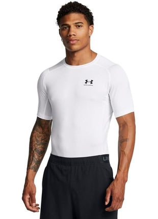 Under Armour Men's Armour HeatGear Compression Short-Sleeve T-Shirt , White (100)/Black, Medium
