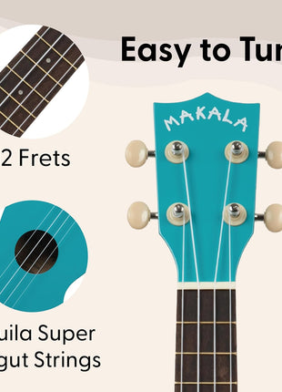 Kala MK-SS/BLU Makala Shark Soprano Ukulele, Blue, One Size