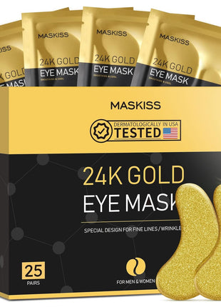 Maskiss 24k Gold Under Eye Patches (25 Pairs), eye mask, Collagen Skin Care Products, Eye Patches for Puffy Eyes, eye masks for dark circles and puffiness