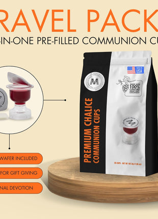 The Miracle Meal Pre-Filled Premium Chalice Cup - Travel Pack - Bag of 25 with Wafer and 100% Concord Grape Juice