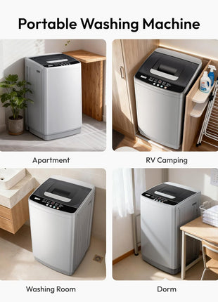EUHOMY 1.03cu.ft Portable Washer, 8.8Lbs Capacity Small Portable Washing Machine with 10 Programs 5 Water Levels, Drain Pump and LED Display,Compact Washer for Apartments, RVs, Homes, Light Gray