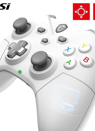 msi FORCE GC300 WIRELESS WHITE PC Gamepad Controller - 2.4 GHz, Bluetooth, USB Type-C to A - Wired/Wireless, 600mAh Li-ion Battery (20h), Interchangeable D-Pad Covers, Dual Vibration Motors