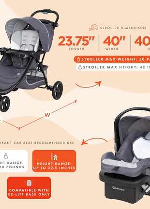 Baby Trend Stroller and EZ-Lift Infant Car Seat, EZ Ride Travel System, Dash Grey