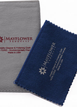Mayflower Jewelry Polishing Cleaning Cloth Set of 2 Made in USA for Silver Gold Platinum. Soft Cotton. Sizes L11 x 14 In M 8 x 6 In Tarnish Cleaner Remover Shines Jewelry Gold Watches Silverware Coins
