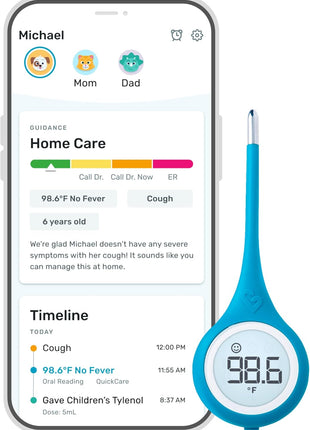 Kinsa Smart,Fever, Digital Medical Baby, Kid and Adult Termometro - Accurate, Fast, FDA Cleared Thermometer for Oral, Armpit or Rectal Temperature Reading - QuickCare