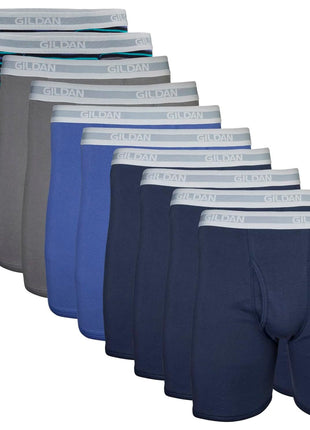 Gildan Men's Underwear Boxer Briefs, Multipack, Mixed Blue/Grey (5-Pack), Large