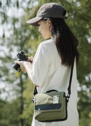 Besnfoto Camera Bag Small Mirrorless Camera Shoulder Bag Purse Waterproof Canvas Cute Compact Camera Messenger Bag Case for Women and Men