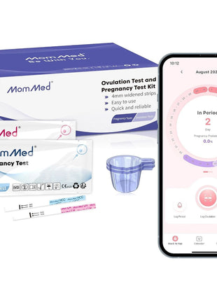 MomMed Ovulation Test Strips, Ovulation and Pregnancy Tests (LH50-HCG20), Includes 50 Ovulation Tests and 20 Pregnancy Tests with 70 Urine Cups, Accurately Track Ovulation and Detect Early Pregnancy