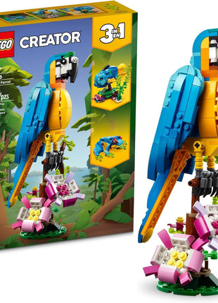 LEGO Creator 3 in 1 Exotic Parrot Building Toy Set, Transforms to 3 Different Animal Figures - from Colorful Parrot, to Swimming Fish, to Cute Frog, Creative Toys for Kids Ages 7 and Up, 31136