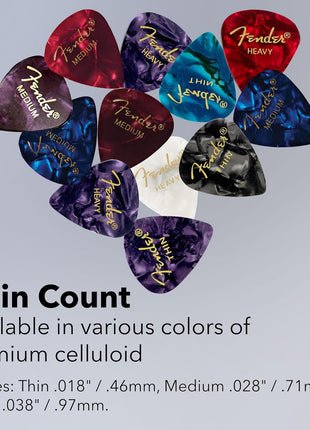 Fender Premium Picks Sampler - 12 Pack Includes Thin, Medium & Heavy Gauges (Austin Bazaar Exclusive)