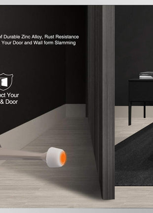 2 Pack Solid Rigid Door Stops - Heavy Duty Door Stoppers Wall Protector with Soft Rubber Tips, Satin Nickel