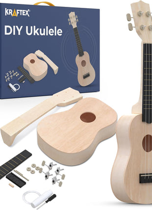 DIY Ukulele Kit - Build Your Own Guitar with 21-Inch Soprano Ukelele Kit, Includes 33 Pieces Make Your Own Ukulele Acoustic Guitar DIY Projects