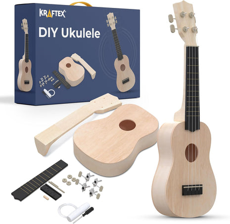 DIY Ukulele Kit - Build Your Own Guitar with 21-Inch Soprano Ukelele Kit, Includes 33 Pieces Make Your Own Ukulele Acoustic Guitar DIY Projects